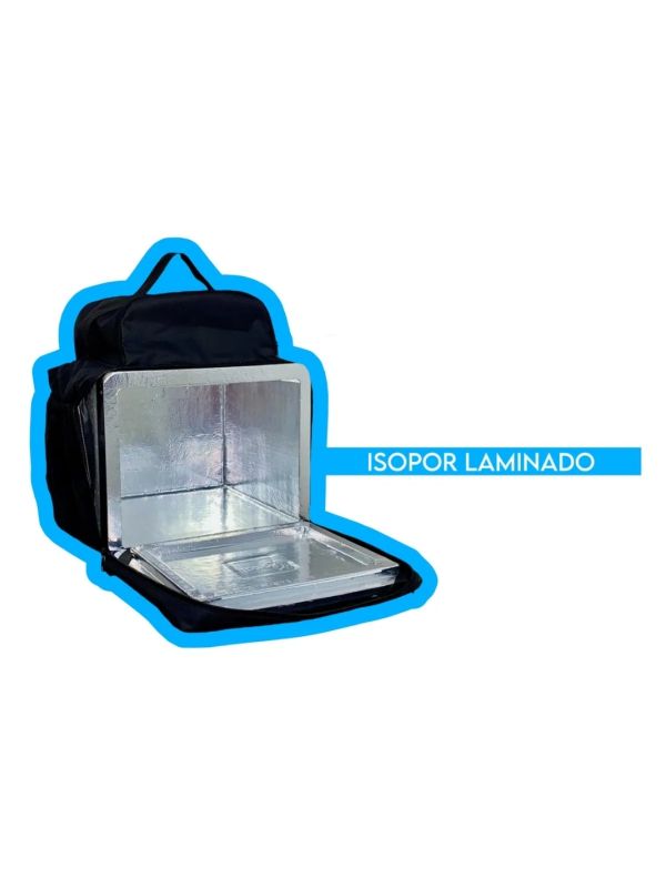 Bag entregas motoboy expansiva + isopor laminado reforçada 45 litros preta