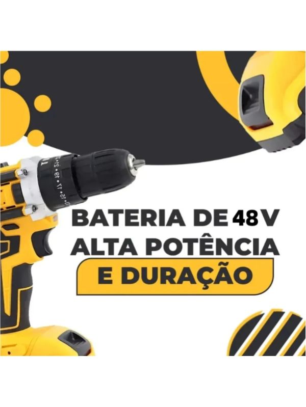 Parafusadeira furadeira 48v sem fio deckcasa wk-93 – 2 baterias li-ion, 24 acessórios e maleta