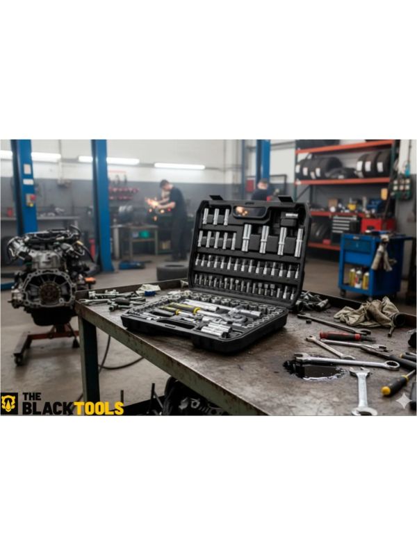 Kit jogo de ferramentas 94 peças soquetes 1/4” e 1/2” catraca reversível tkf94 the black tools