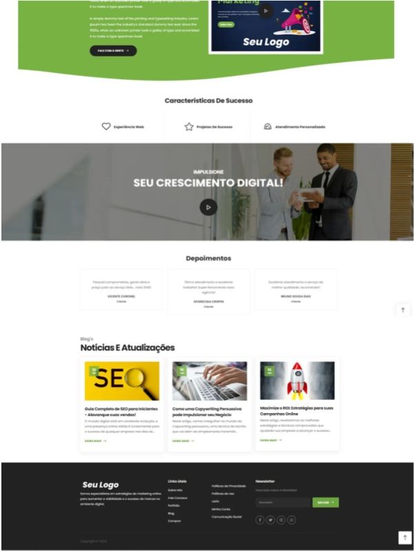 Script site profissional: landing page + blog para empresas