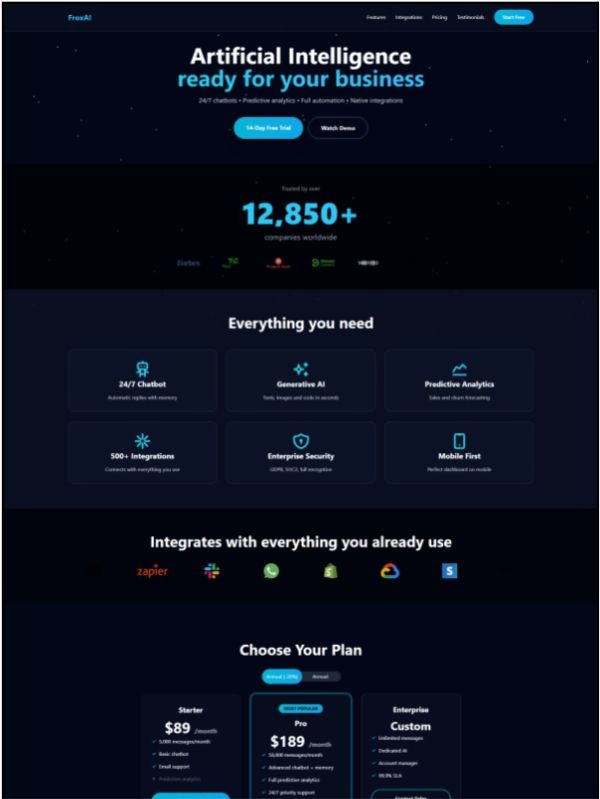 Froxai – 3 modern ai landing page template (html)