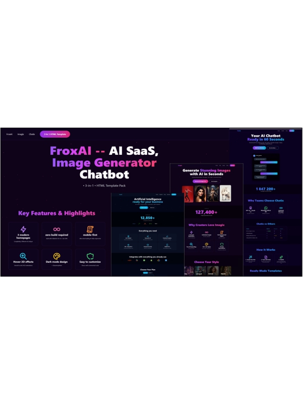 Froxai – 3 modern ai landing page template (html)